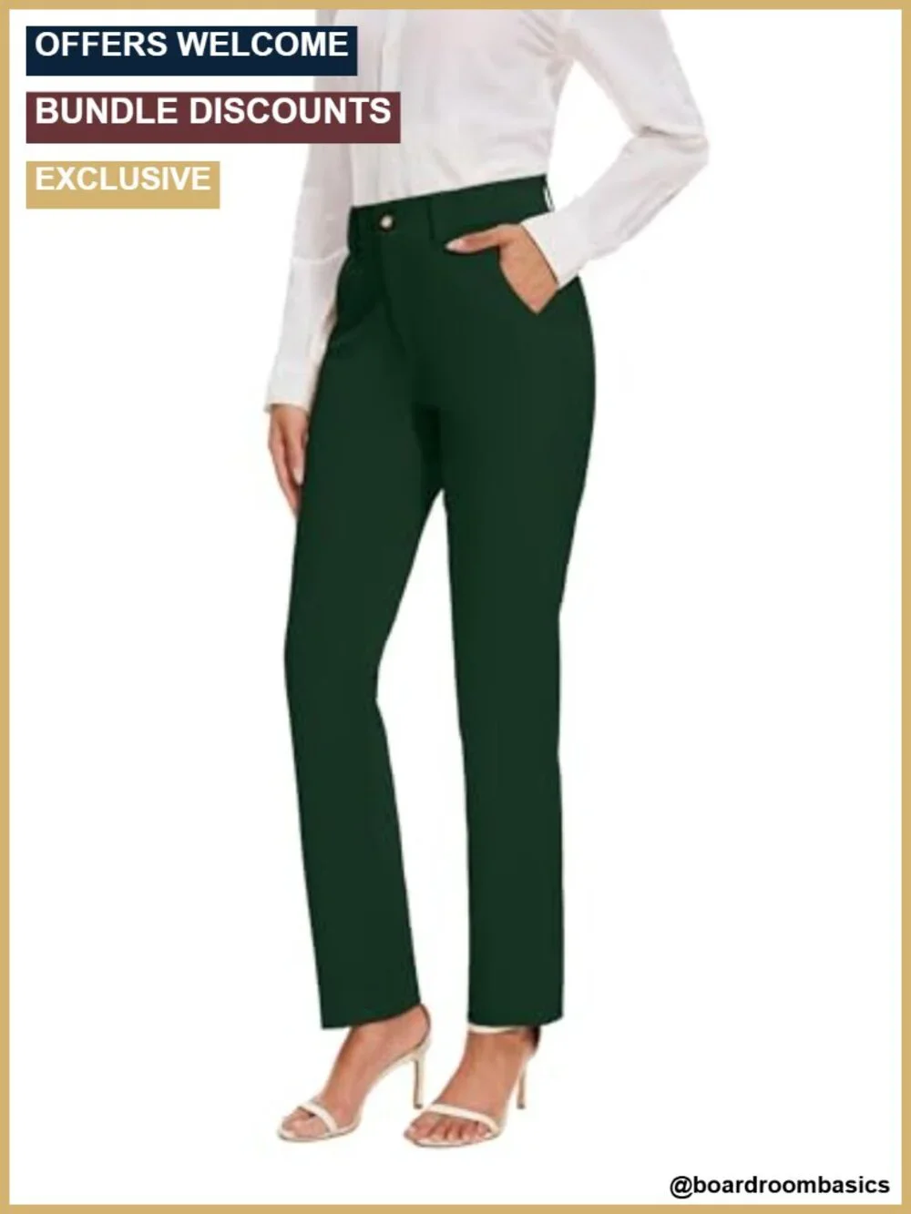 Ultra Stretch Women's Straight Leg Dress Pants High Waisted Work Slacks